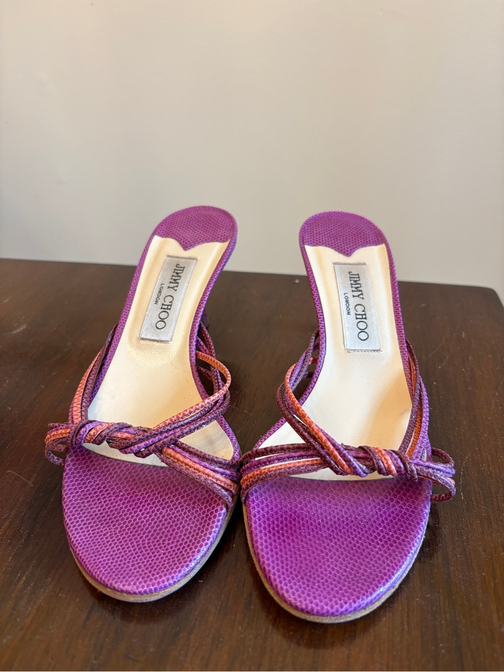 Jimmy Choo Vintage Purple Braided Strap Heeled Sandals - Picture 3 of 4